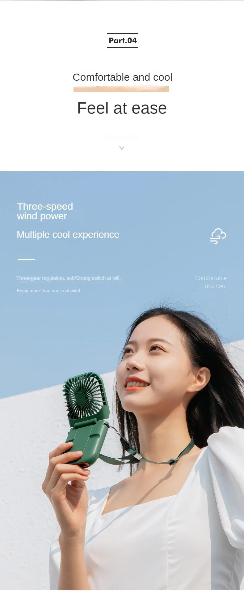 USB halterneck small fan outdoor portable handheld fan power bank ultra-quiet Slim folding mini desktop fan F30