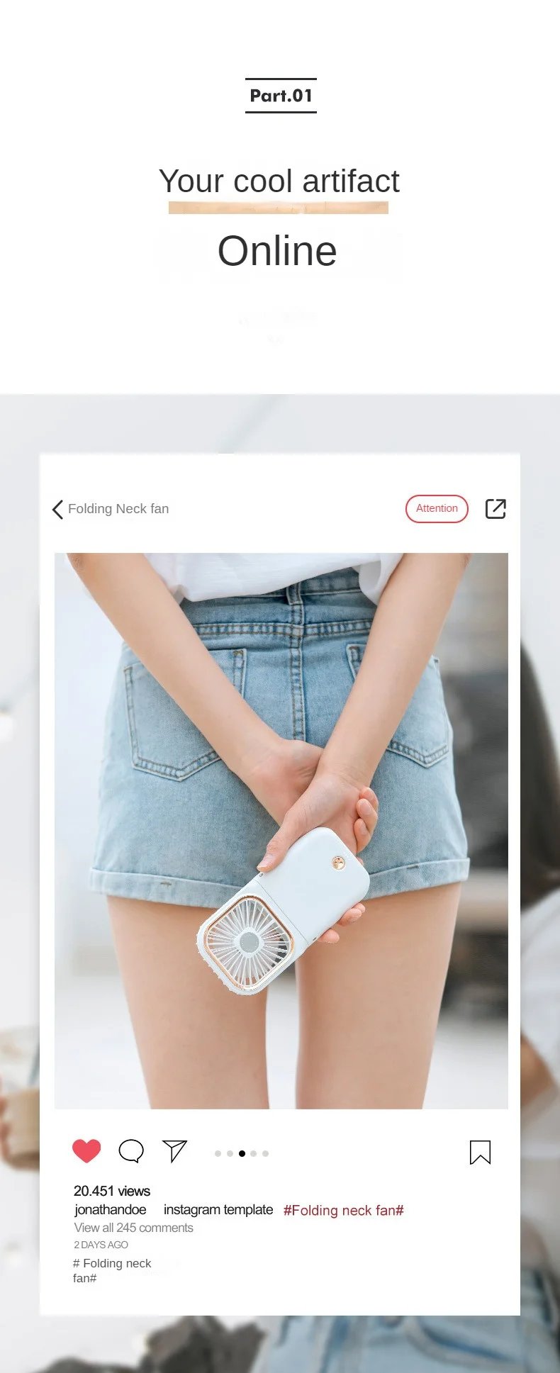 USB halterneck small fan outdoor portable handheld fan power bank ultra-quiet Slim folding mini desktop fan F30