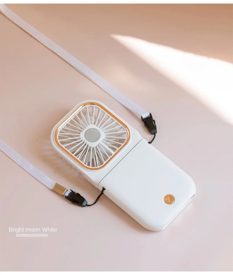 USB halterneck small fan outdoor portable handheld fan power bank ultra-quiet Slim folding mini desktop fan F30