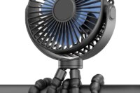 Mini Portable Fan, Black Desktop Quiet Fan, USB Rechargeable,3 Speed Adjustable,LED Digital Display,Suitable for Student