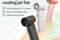 JISULIFE Handheld Turbo Fan,Super Strong Wind,5 Speeds,Long Battery Life,5000mAh,USB Rechargeable,Multipurpose Pocket fan