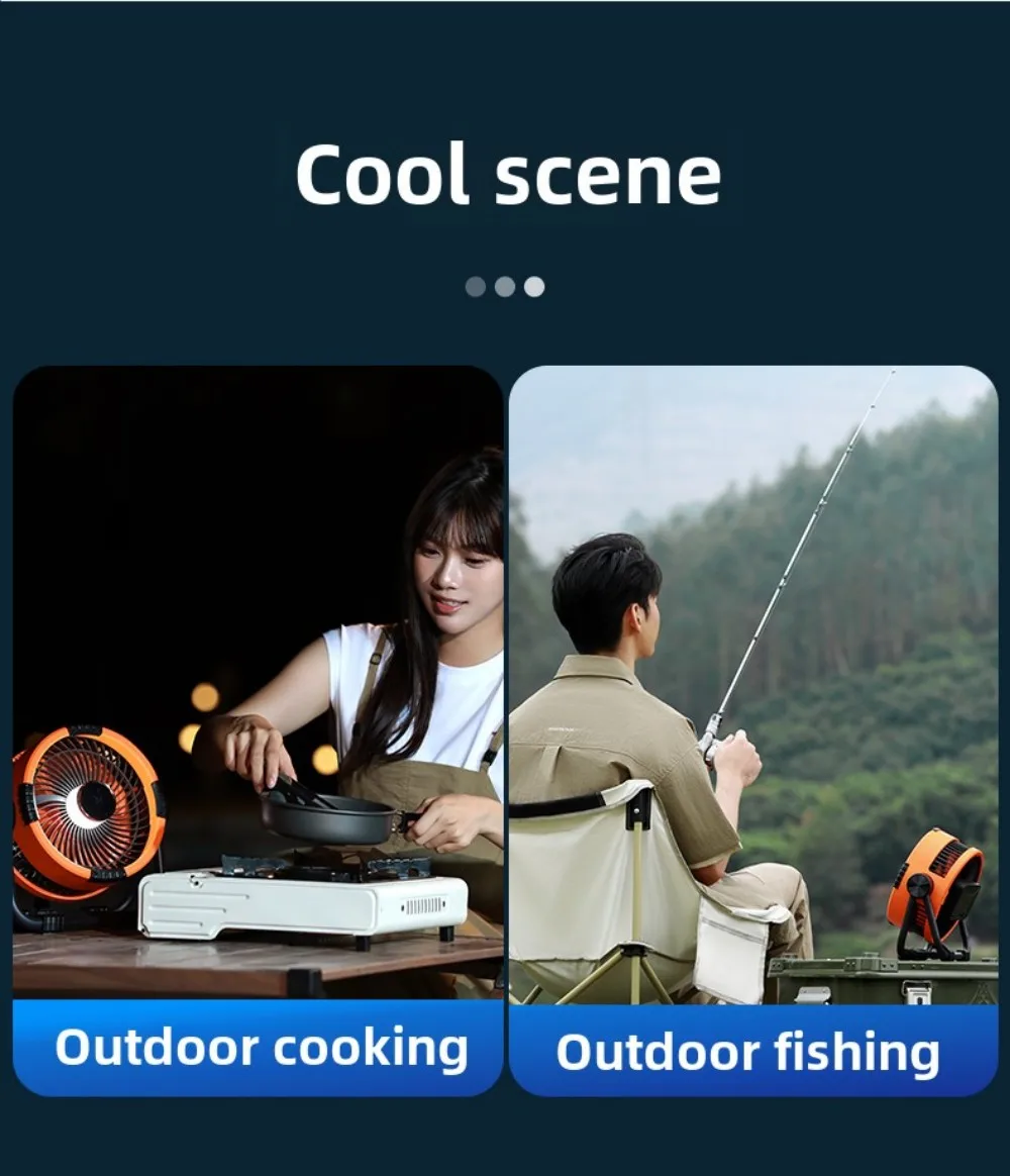 Multifunctional Outdoor Camping Fan Light 20000mAh Rechargeable Ceiling Fan with 3-speed Night Light and Power Bank Portable Fan