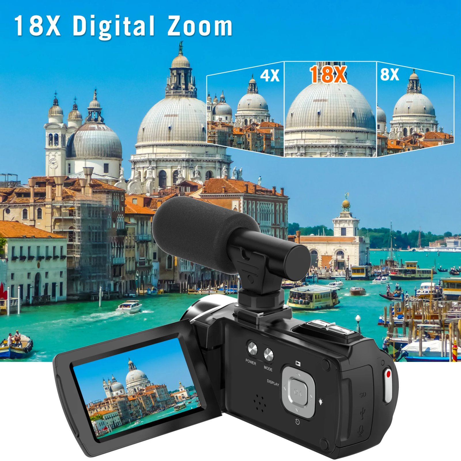 4K Camcorder with Microphone 18X Zoom Infrared Vlogging Video Camera for Youtube 48MP Portable Digital Recorder Live Streaming 4K Camcorder with Microphone 18X Zoom Infrared Vlogging Video Camera for Youtube 48MP Portable Digital Recorder Live Streaming