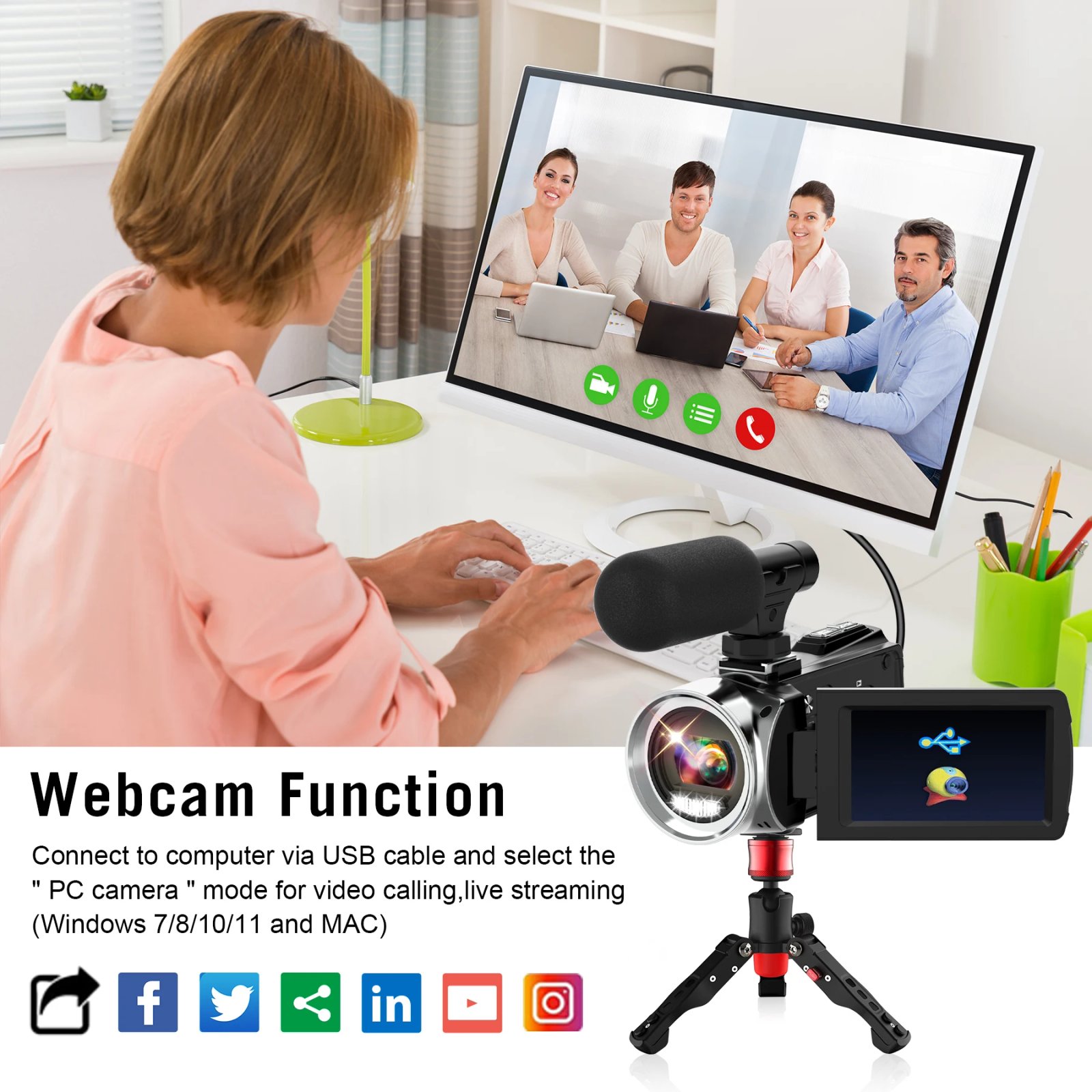 4K Camcorder with Microphone 18X Zoom Infrared Vlogging Video Camera for Youtube 48MP Portable Digital Recorder Live Streaming 4K Camcorder with Microphone 18X Zoom Infrared Vlogging Video Camera for Youtube 48MP Portable Digital Recorder Live Streaming