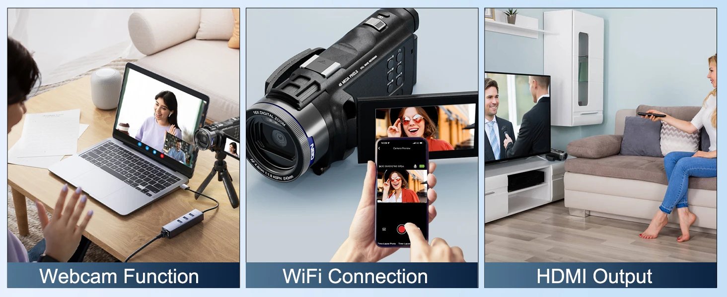 NBD 4K Camcorder Video Camera with 48MP Vlogging Camera With Wi-Fi & App Control,Video Recorder with 3X Battery Life, 16X Zoom NBD 4K Camcorder Video Camera with 48MP Vlogging Camera With Wi-Fi & App Control,Video Recorder with 3X Battery Life, 16X Zoom