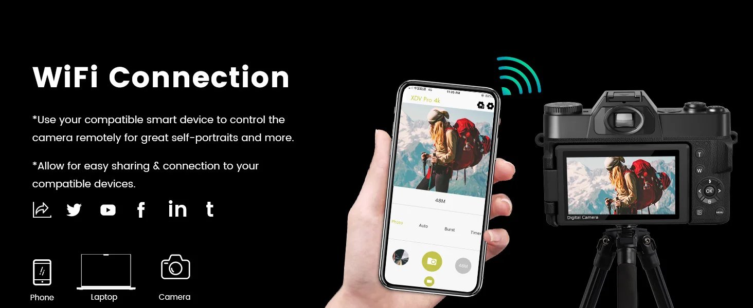 Compact Digital Photography Camera 4K WIFI Webcam Retro Vlog Recorder YouTube 64MP Camcorder 3 Inch Flip Screen Wide Angle Lens Compact Digital Photography Camera 4K WIFI Webcam Retro Vlog Recorder YouTube 64MP Camcorder 3 Inch Flip Screen Wide Angle Lens