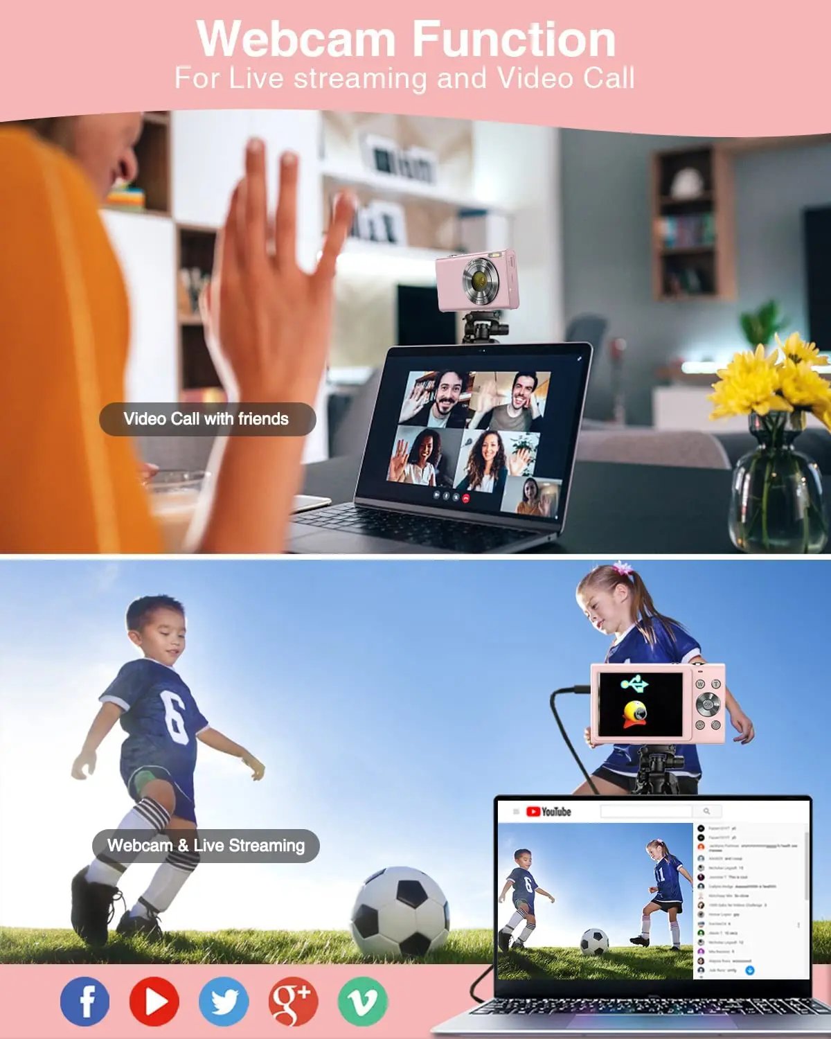 4K Digital Camera Autofocus Vlogging Camera HD 48MP with 2.8