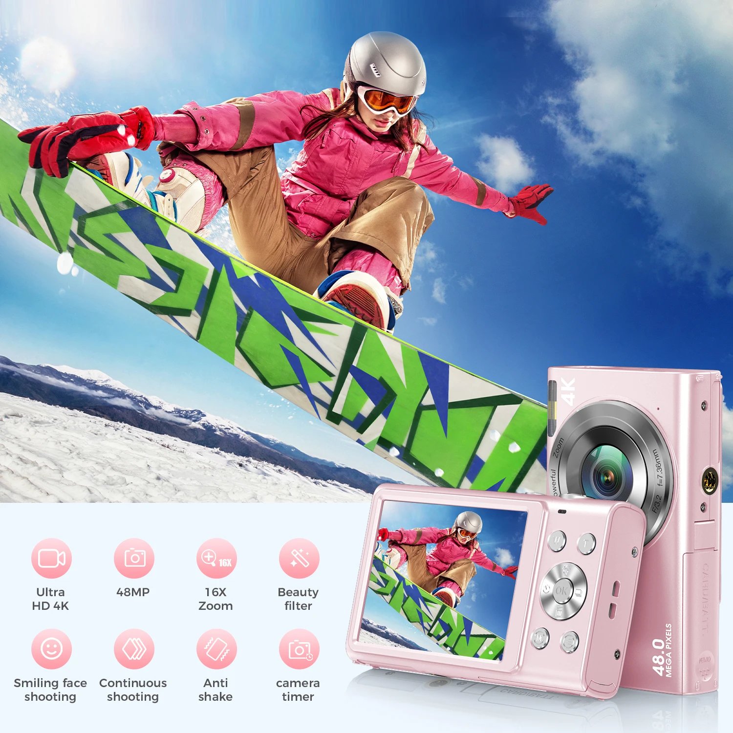 4K Digital Camera Autofocus Vlogging Camera HD 48MP with 2.8