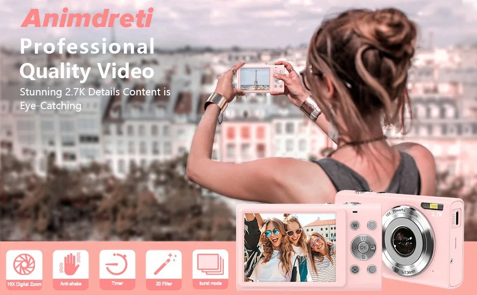 4K Digital Camera Autofocus Vlogging Camera HD 48MP with 2.8