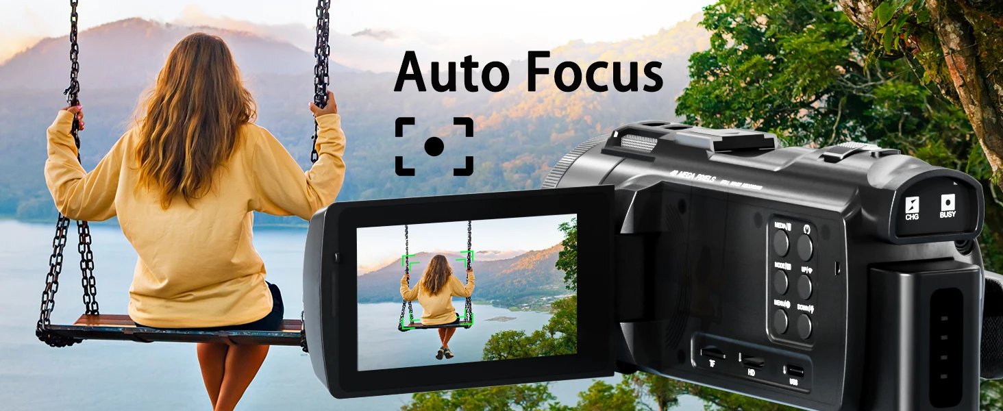 NBD 4K HD&48MP Camcorder Video Camera With Wi-Fi & App Control,Video Recorder with 3X Battery Life, 16X Zoom, 270° IPS Screen