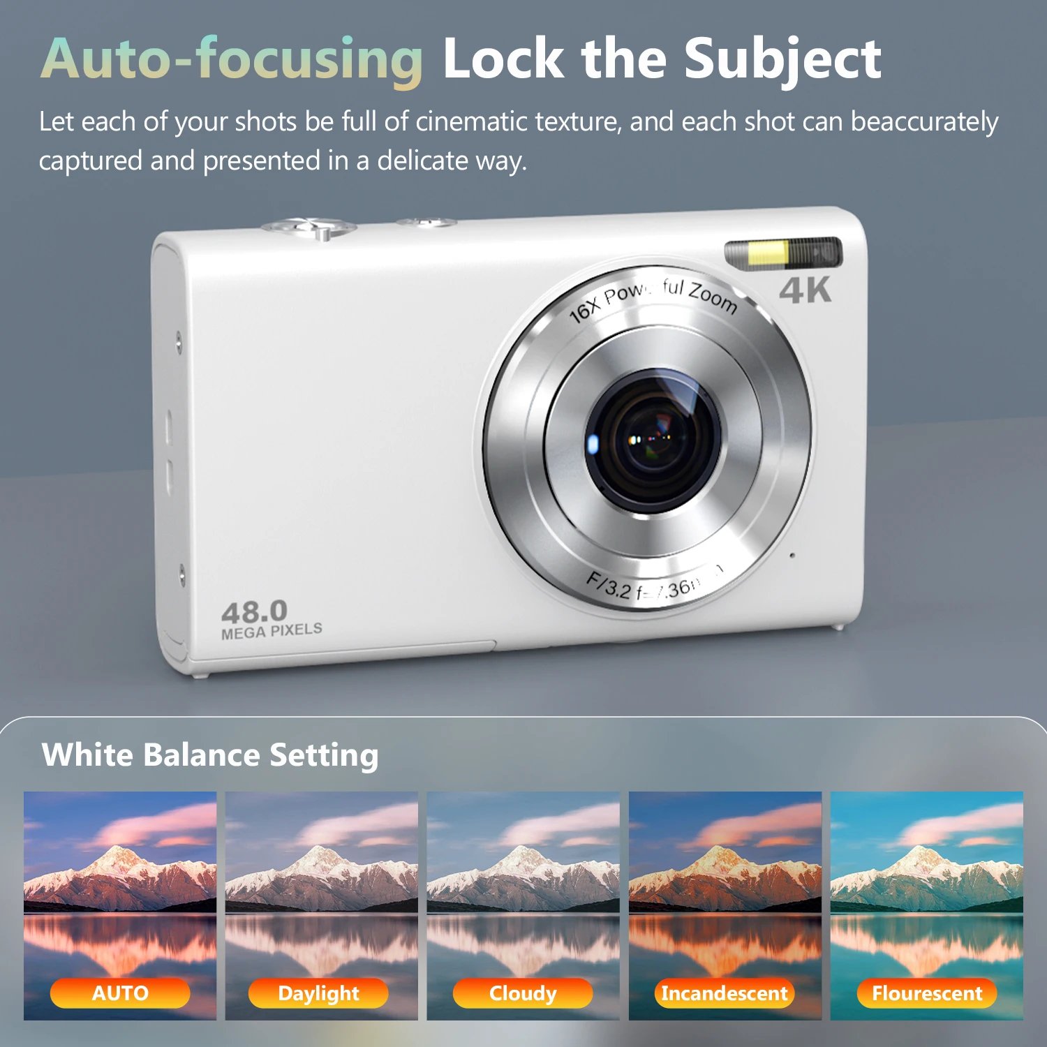 STUOGYUM 4K Digital Camera Autofocus Vlogging Camera HD 48MP with 2.8