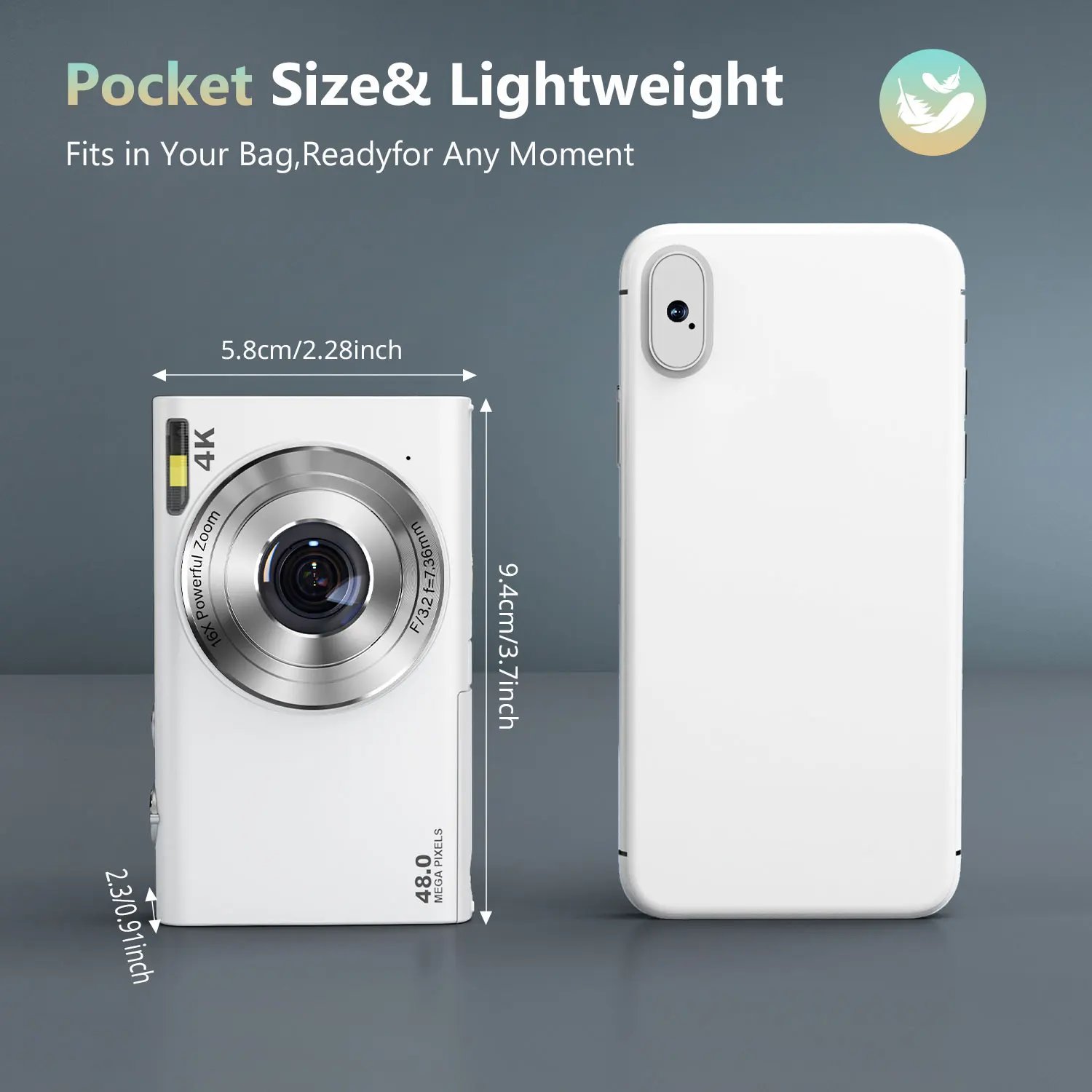 STUOGYUM 4K Digital Camera Autofocus Vlogging Camera HD 48MP with 2.8" Large Screen Entry-Level Kids Campus Mini Retro Cam - Image 2