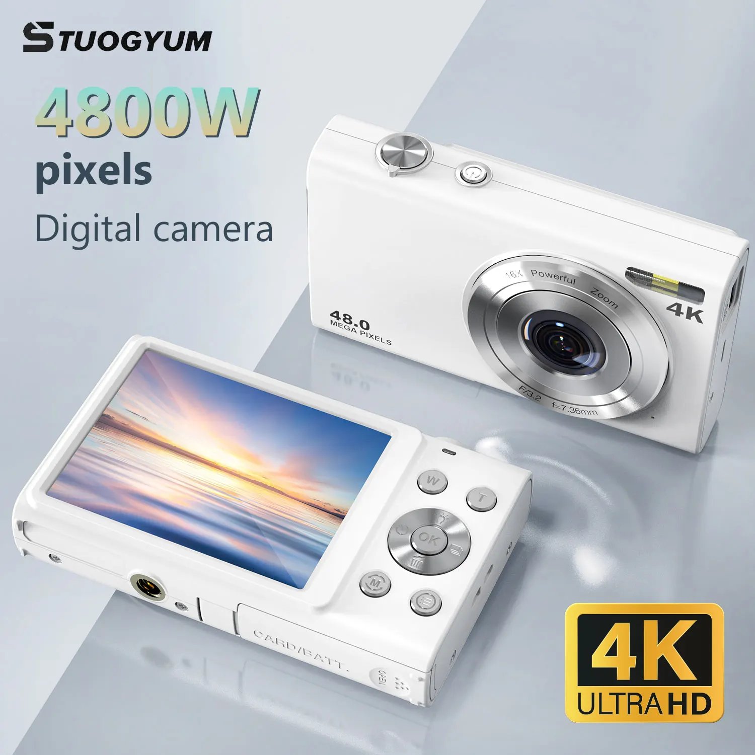 STUOGYUM 4K Digital Camera Autofocus Vlogging Camera HD 48MP with 2.8" Large Screen Entry-Level Kids Campus Mini Retro Cam