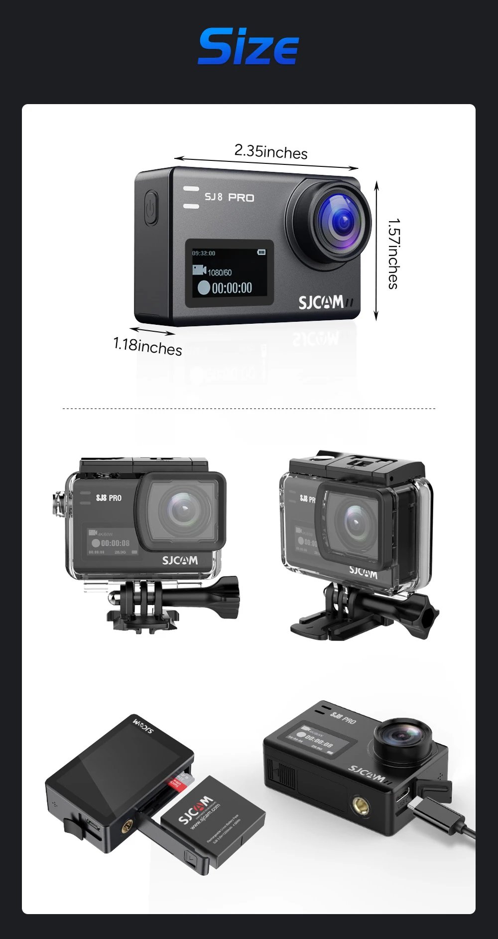 SJCAM SJ8 Pro Action Camera Waterproof Anti-Shake 4K 60FPS 5G WiFi Touch Screen Multifunctional Outdoor Sports Cam