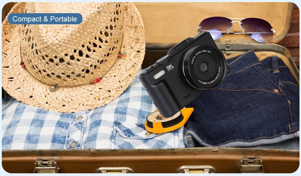 Compact Digital Photography Camera 5K 18X Digital Zoom Vintage Vlog Video Recorder YouTube 180° Flip Screen Selfile WiFi Web Cam