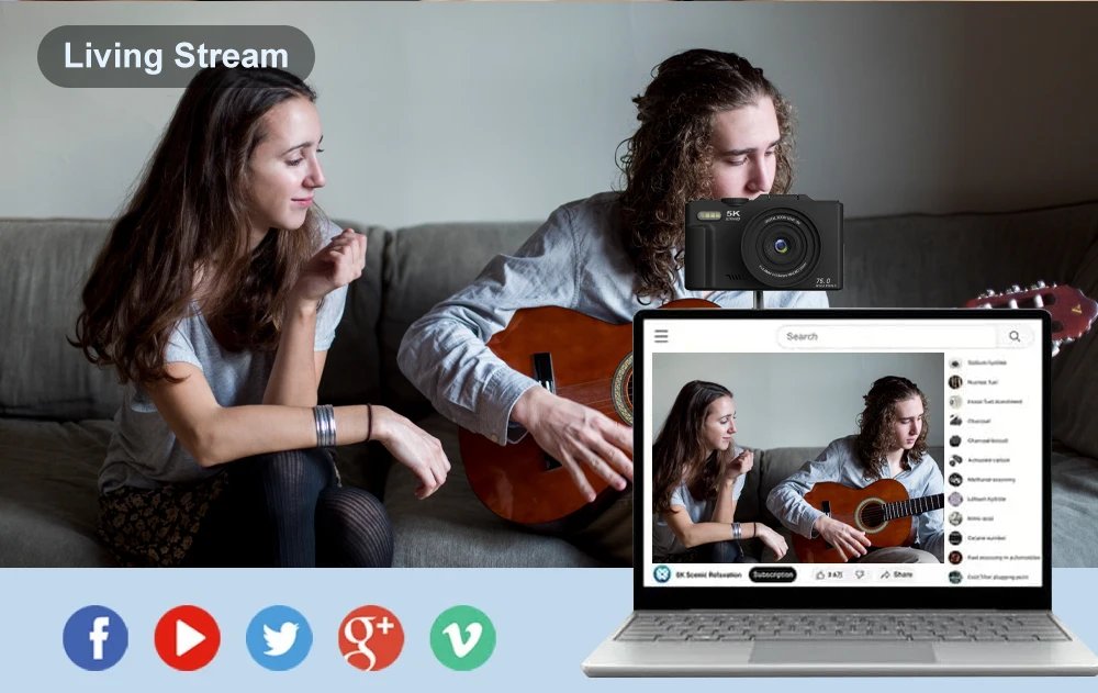 Compact Digital Photography Camera 5K 18X Digital Zoom Vintage Vlog Video Recorder YouTube 180° Flip Screen Selfile WiFi Web Cam