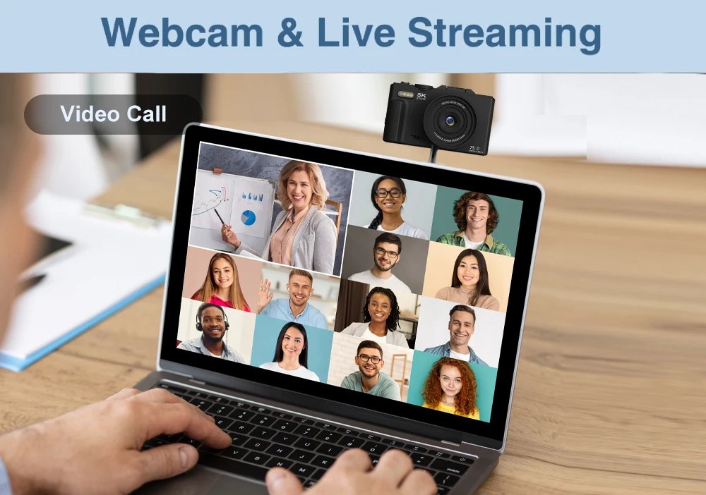 Compact Digital Photography Camera 5K 18X Digital Zoom Vintage Vlog Video Recorder YouTube 180° Flip Screen Selfile WiFi Web Cam