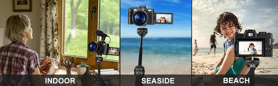 NBD 4K Digital Cameras for Photography 48MP Camera with Microphone  3-Color Filter Video Camera with Wide-Angle&Macro Lens