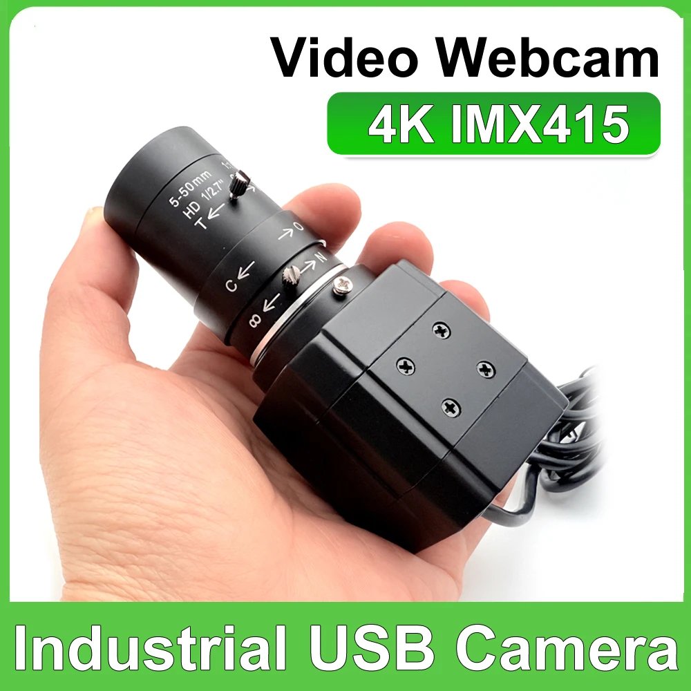 HD CS 5-50mm Varifocal Lens Industrial 30fps 4K 8MP CCD IMX415 USB Webcam 2K 4MP F5253 PC Video Usb Camera UVC OTG Live Teaching
