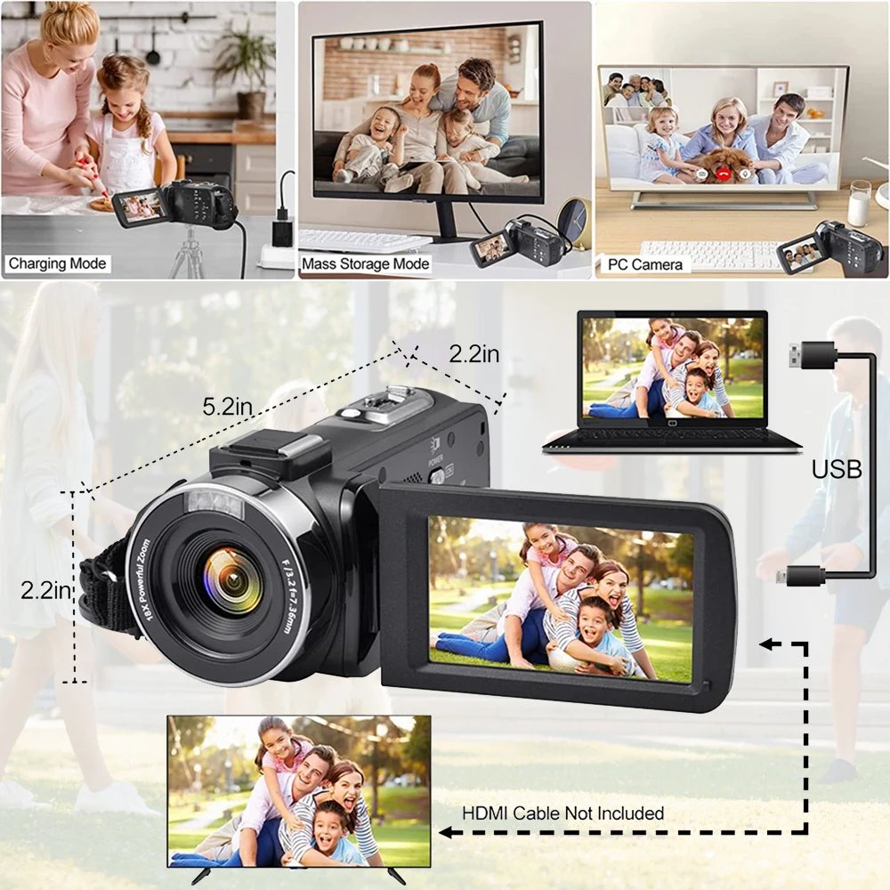 8K Digital Photography Camera 48MP Handheld DV 18X igital Zoom Camera Recorder 3'' LCD Touch Screen Portable Recording Camcorder 8K Digital Photography Camera 48MP Handheld DV 18X igital Zoom Camera Recorder 3'' LCD Touch Screen Portable Recording Camcorder