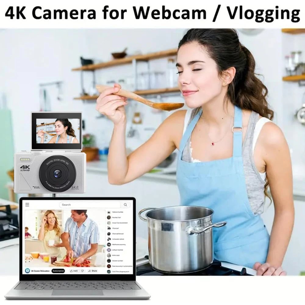 64MP Digital Photography Camera 3.0" Flip Screen WIFI 18X Digital Zoom 4K Vintage Vlog Video Recorder YouTube Webcam Cameras - Image 6