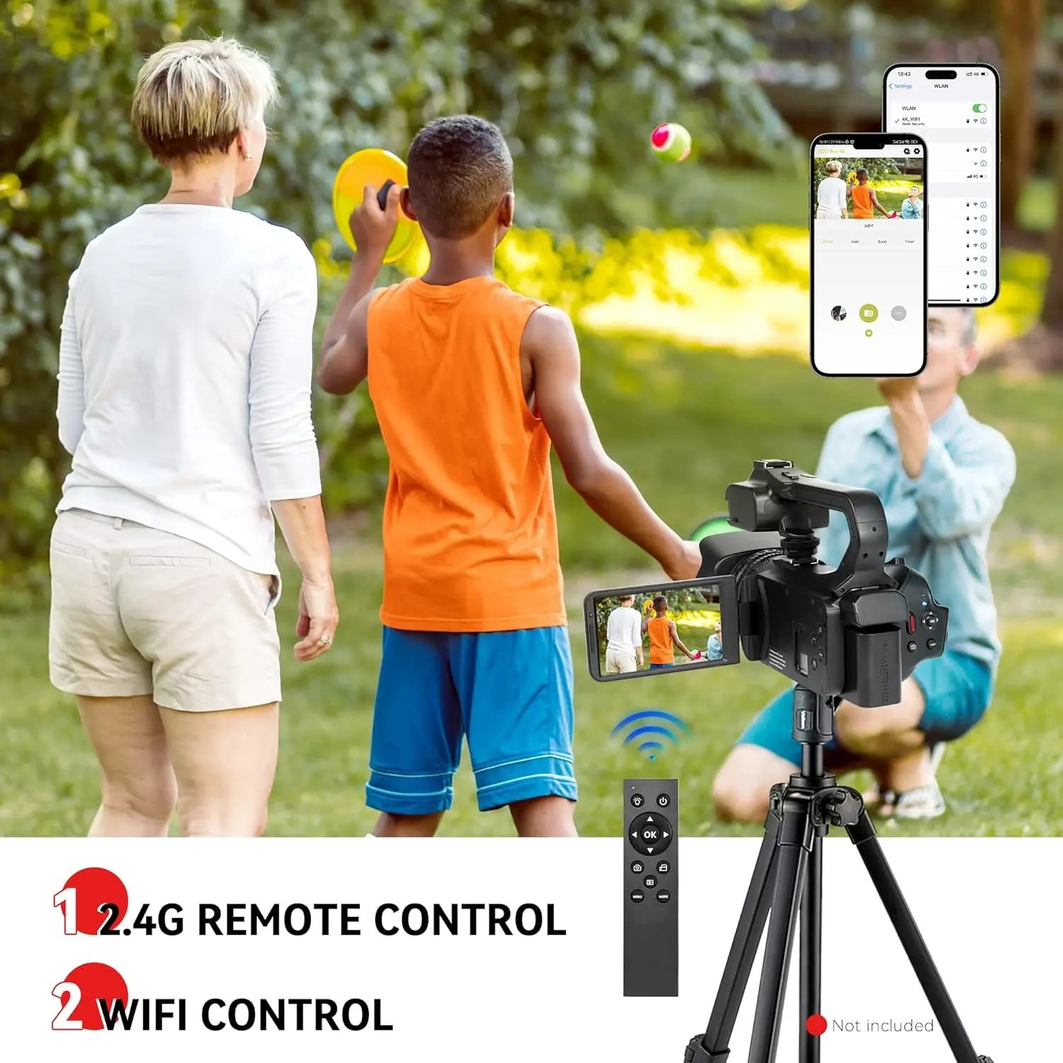 UHD 4k Video Camera Camcorder with 18X Digital Zoom,64MP Digital Camera Recorder,4.0-inch Rotating Touchscreen,64GB SD Card,Micr - Image 4