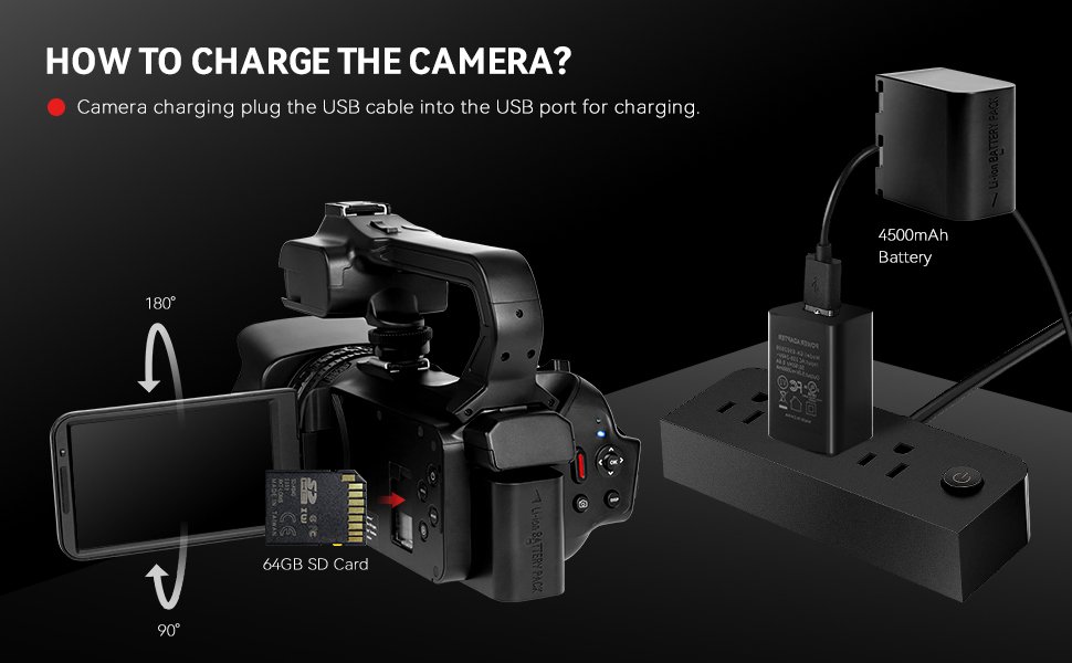 UHD 4k Video Camera Camcorder with 18X Digital Zoom,64MP Digital Camera Recorder,4.0-inch Rotating Touchscreen,64GB SD Card,Micr UHD 4k Video Camera Camcorder with 18X Digital Zoom,64MP Digital Camera Recorder,4.0-inch Rotating Touchscreen,64GB SD Card,Micr