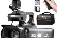 UHD 4k Video Camera Camcorder with 18X Digital Zoom,64MP Digital Camera Recorder,4.0-inch Rotating Touchscreen,64GB SD Card,Micr