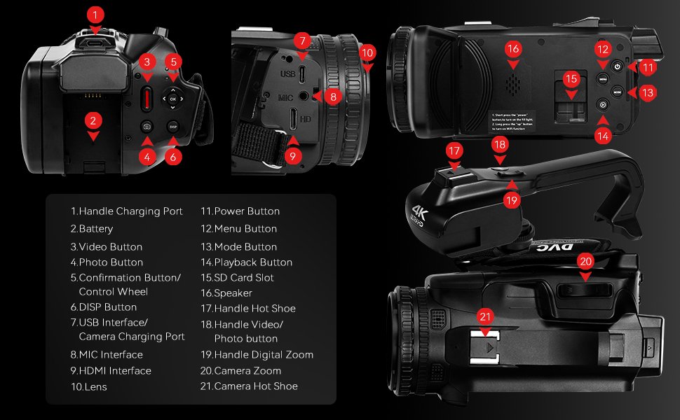 UHD 4k Video Camera Camcorder with 18X Digital Zoom,64MP Digital Camera Recorder,4.0-inch Rotating Touchscreen,64GB SD Card,Micr UHD 4k Video Camera Camcorder with 18X Digital Zoom,64MP Digital Camera Recorder,4.0-inch Rotating Touchscreen,64GB SD Card,Micr
