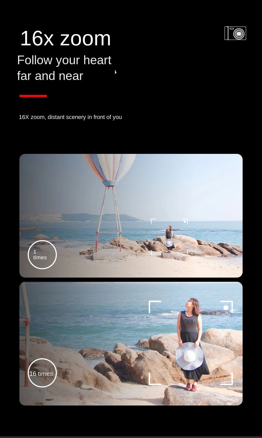 Protable 4K Digital Camera Video Camcorder 48MP 2.4 Inch IPS Screen Auto Focus 16X Digital Zoom Anti-shake Detect Smile Capture