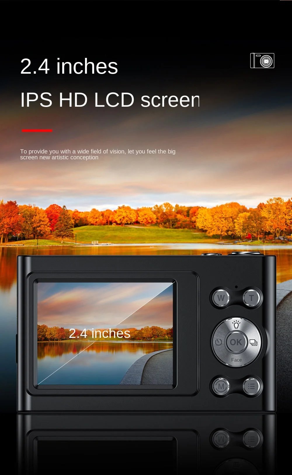 Protable 4K Digital Camera Video Camcorder 48MP 2.4 Inch IPS Screen Auto Focus 16X Digital Zoom Anti-shake Detect Smile Capture