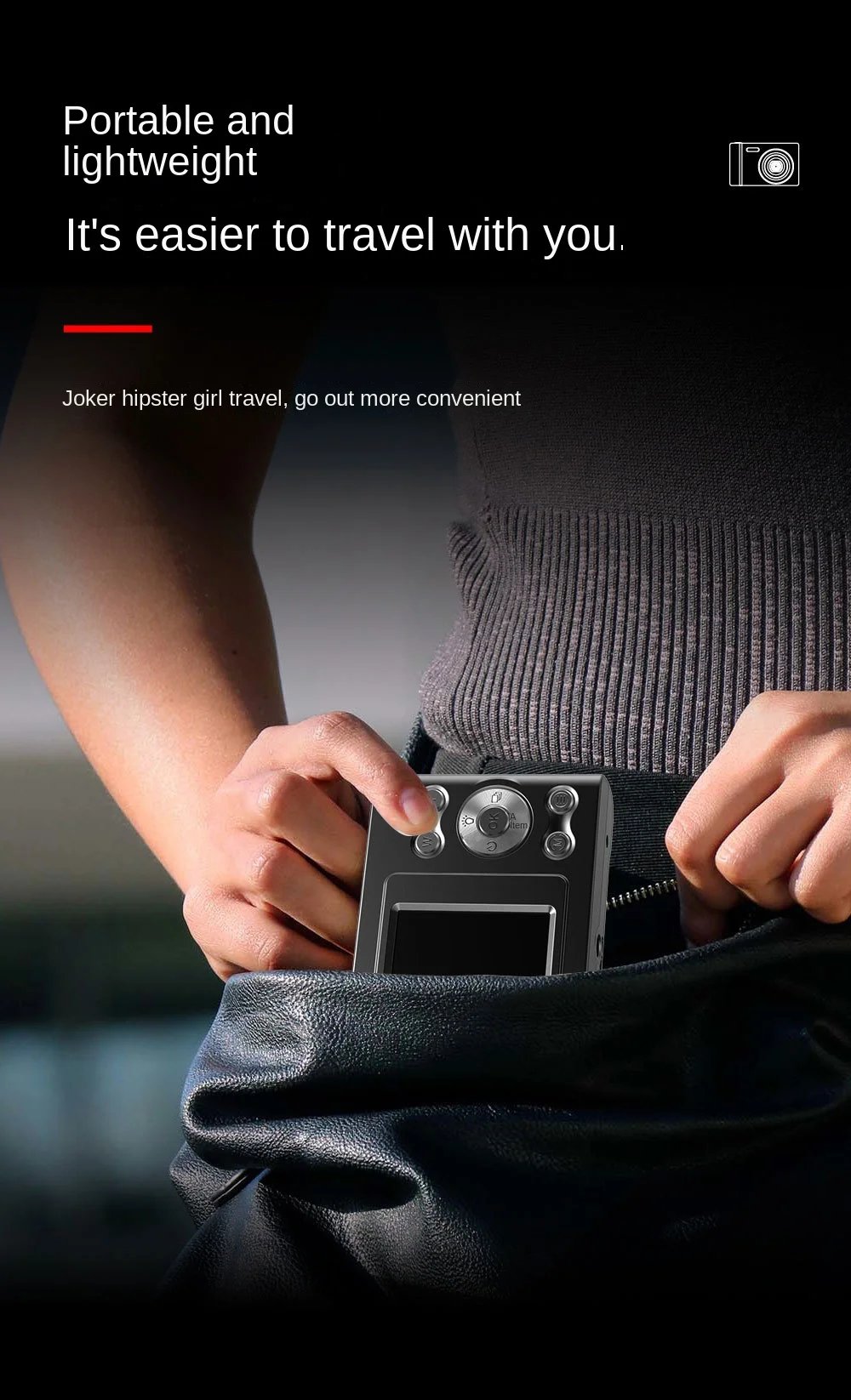 Protable 4K Digital Camera Video Camcorder 48MP 2.4 Inch IPS Screen Auto Focus 16X Digital Zoom Anti-shake Detect Smile Capture