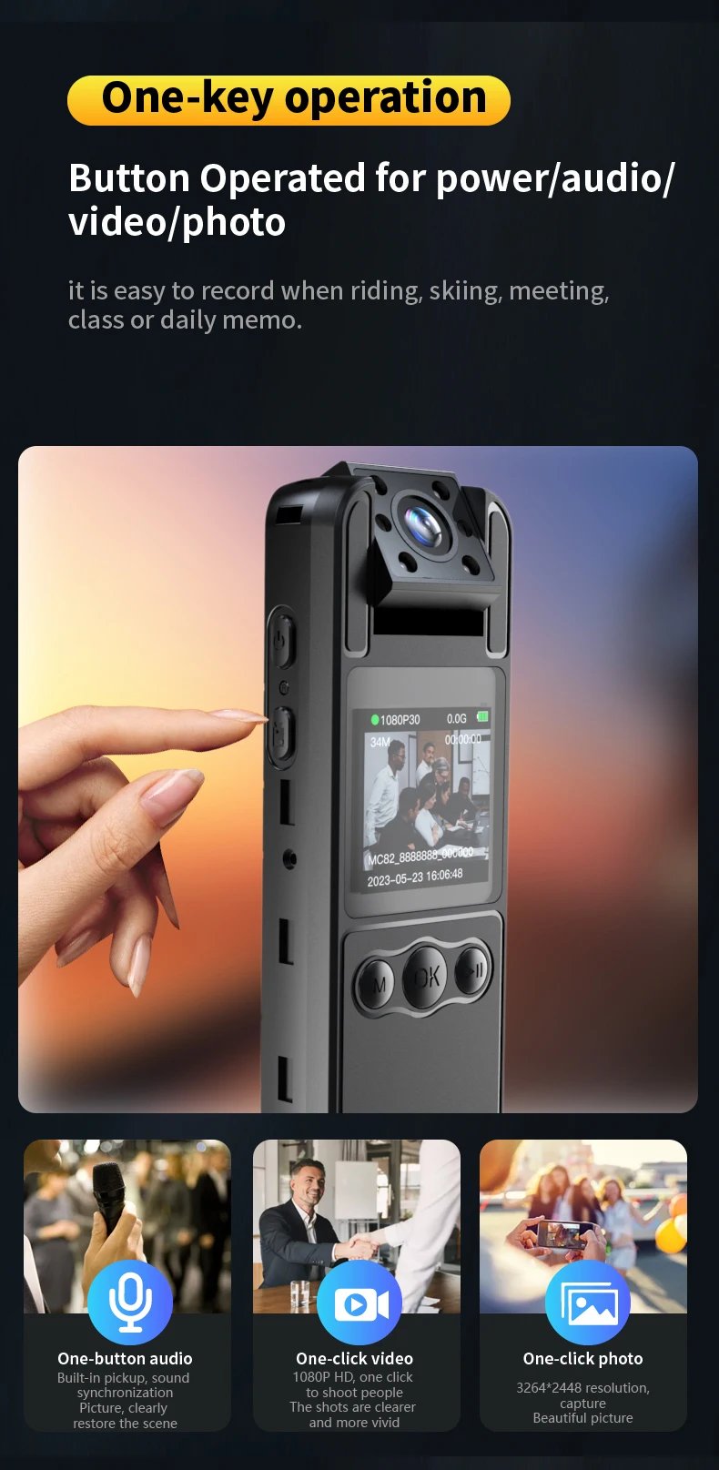 128GB Body Camera with Audio and Video Recording HD 1080P BodyCam 6HR Battery IR Cut Auto Night Vision Body Worn Camcorder 128GB Body Camera with Audio and Video Recording HD 1080P BodyCam 6HR Battery IR Cut Auto Night Vision Body Worn Camcorder