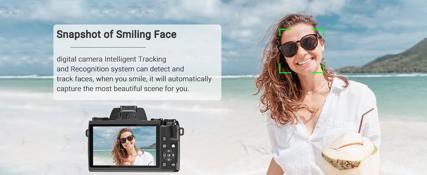 Digital Camera for Photography, 4K 64MP WiFi Vlogging Camera with Flash, Lens Hood, Front and Rear Camera, 4 Inch Touch Screen