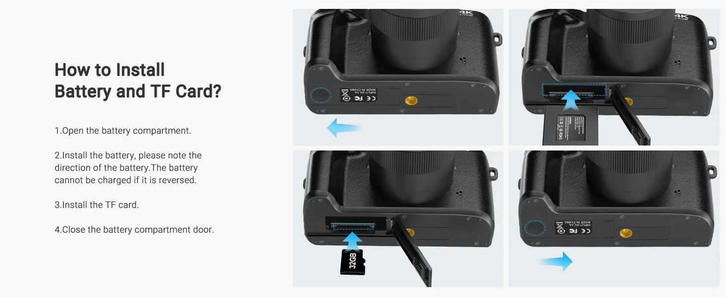 Digital Camera for Photography, 4K 64MP WiFi Vlogging Camera with Flash, Lens Hood, Front and Rear Camera, 4 Inch Touch Screen