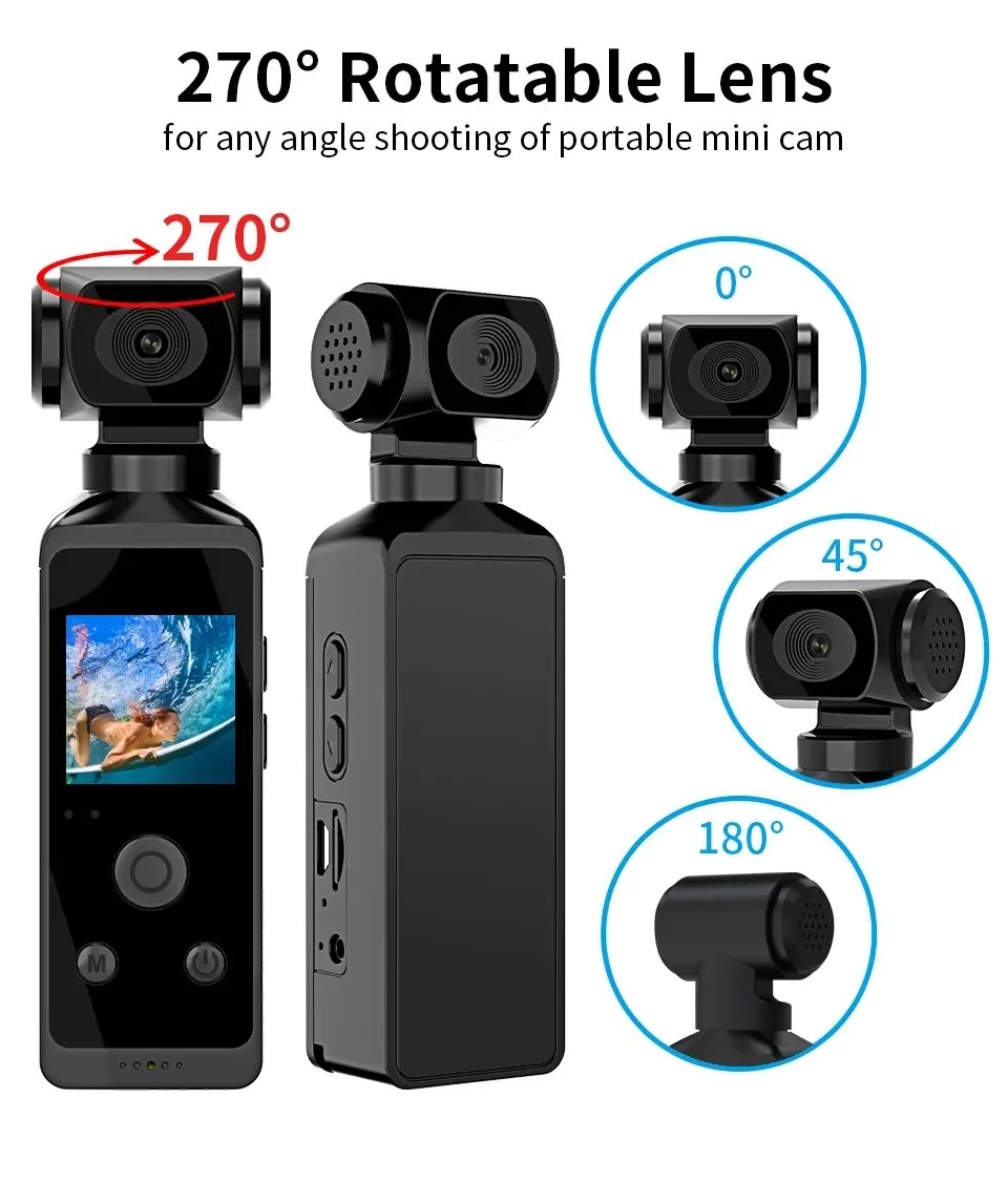 4K WiFi Full HD 1080P Camera 270 Rotatable Mini Camcorders Outdoor Sports DV With Waterproof Case Video Recorder Camcorder Cam 4K WiFi Full HD 1080P Camera 270 Rotatable Mini Camcorders Outdoor Sports DV With Waterproof Case Video Recorder Camcorder Cam