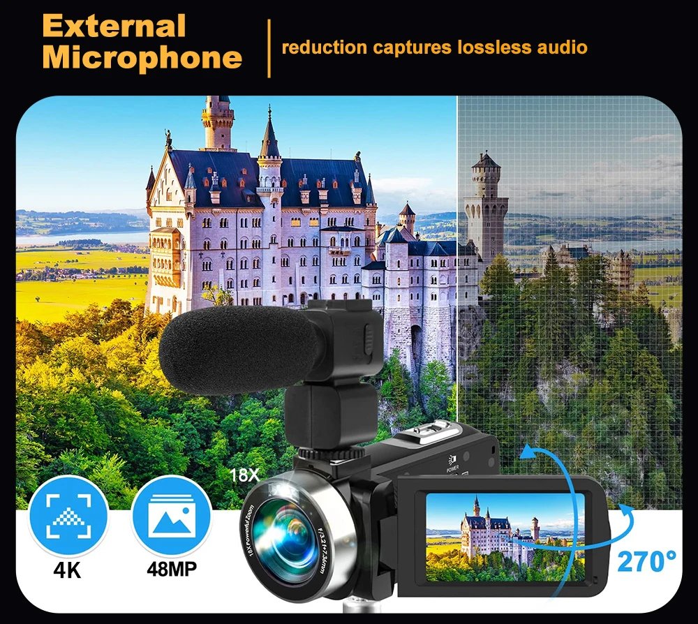 4K Portable Digital photography Camera 2 in1 Photo Video Record DV Travel Video Camera 18X Zoom 3'' Rotatable Screen With Flash 4K Portable Digital photography Camera 2 in1 Photo Video Record DV Travel Video Camera 18X Zoom 3'' Rotatable Screen With Flash