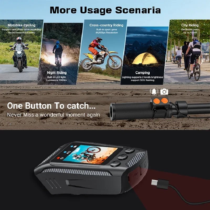 4K 60FPS Action Camera Bike Motorcycle Helmet Camera 1080P Outdoor Sport Cam Multifunction DV WiFi Bicycle Driver Recorder - Image 5