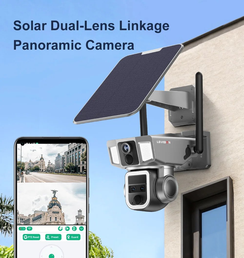 LS VISION 4G/WiFi 2 In 1 Solar Secutrity Camera Outdoor Dual Screen 4K 10x Zoom Dual PIR Auto Tracking CCTV Wireless waterproof 