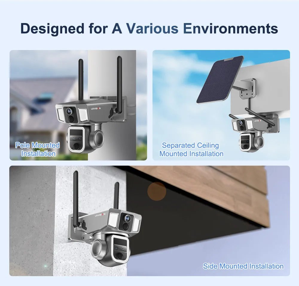 LS VISION 4G/WiFi 2 In 1 Solar Secutrity Camera Outdoor Dual Screen 4K 10x Zoom Dual PIR Auto Tracking CCTV Wireless waterproof 