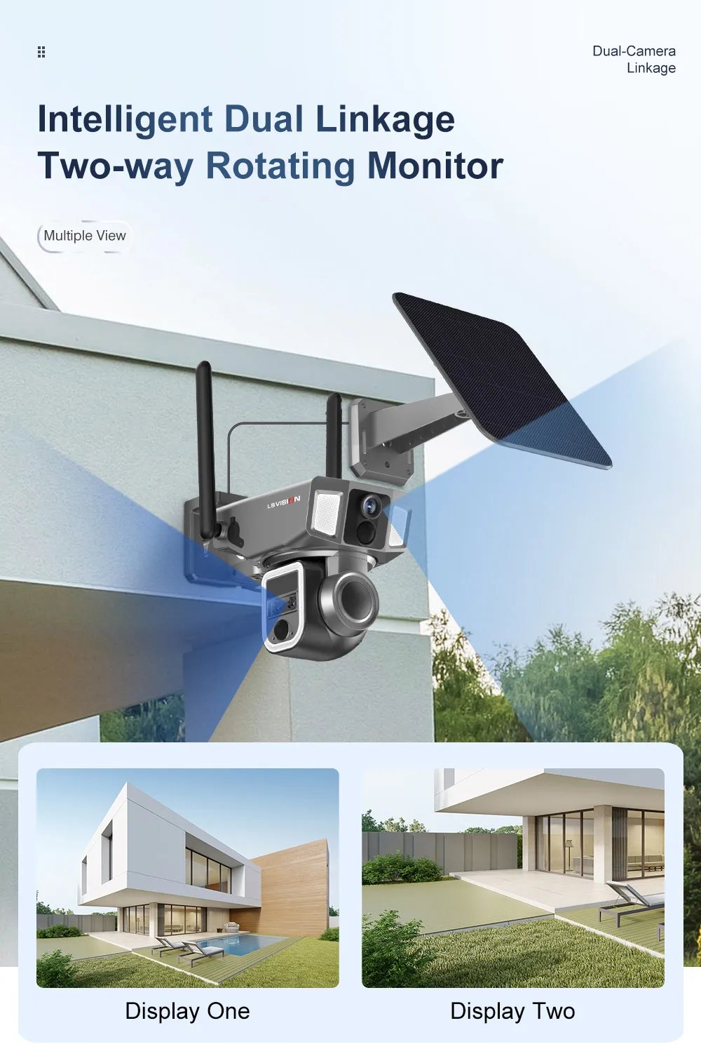 LS VISION 4G/WiFi 2 In 1 Solar Secutrity Camera Outdoor Dual Screen 4K 10x Zoom Dual PIR Auto Tracking CCTV Wireless waterproof 