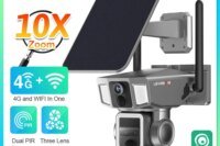 LS VISION 4G/WiFi 2 In 1 Solar Secutrity Camera Outdoor Dual Screen 4K 10x Zoom Dual PIR Auto Tracking CCTV Wireless waterproof