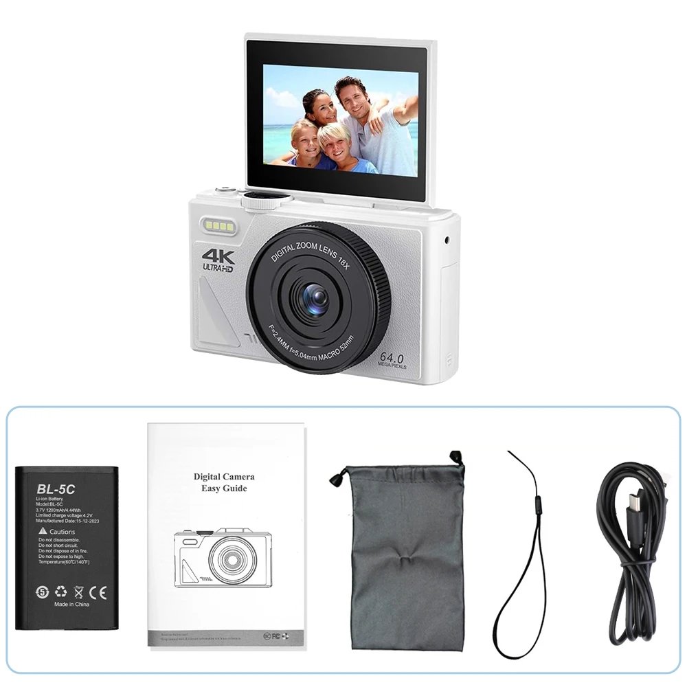 4K Digital Camera 64MP 3.0 Inch Rotatable Screen 18X Digital Zoom WiFi Vlog Camcorder Retro Video Recorder YouTub Webcam Cameras 4K Digital Camera 64MP 3.0 Inch Rotatable Screen 18X Digital Zoom WiFi Vlog Camcorder Retro Video Recorder YouTub Webcam Cameras