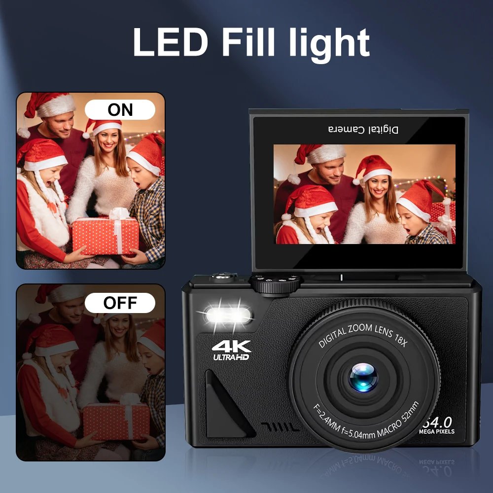 4K Digital Camera 64MP 3.0 Inch Rotatable Screen 18X Digital Zoom WiFi Vlog Camcorder Retro Video Recorder YouTub Webcam Cameras 4K Digital Camera 64MP 3.0 Inch Rotatable Screen 18X Digital Zoom WiFi Vlog Camcorder Retro Video Recorder YouTub Webcam Cameras