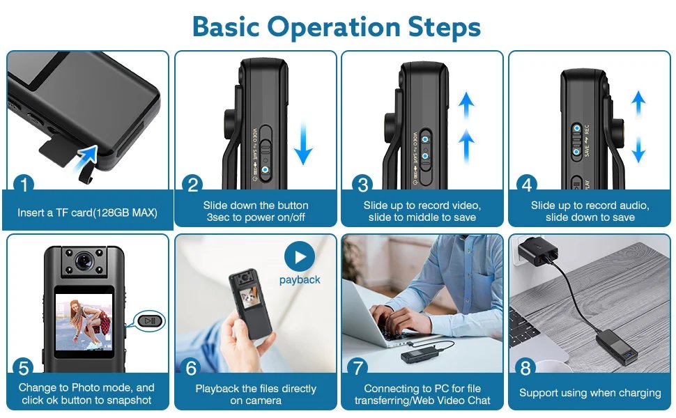 BOBLOV A22 Digital Mini Body Camera 1080P Sports DV HD Screen Magnetic Night Vision Small Camera Nanny Camcorder Police BOBLOV A22 Digital Mini Body Camera 1080P Sports DV HD Screen Magnetic Night Vision Small Camera Nanny Camcorder Police