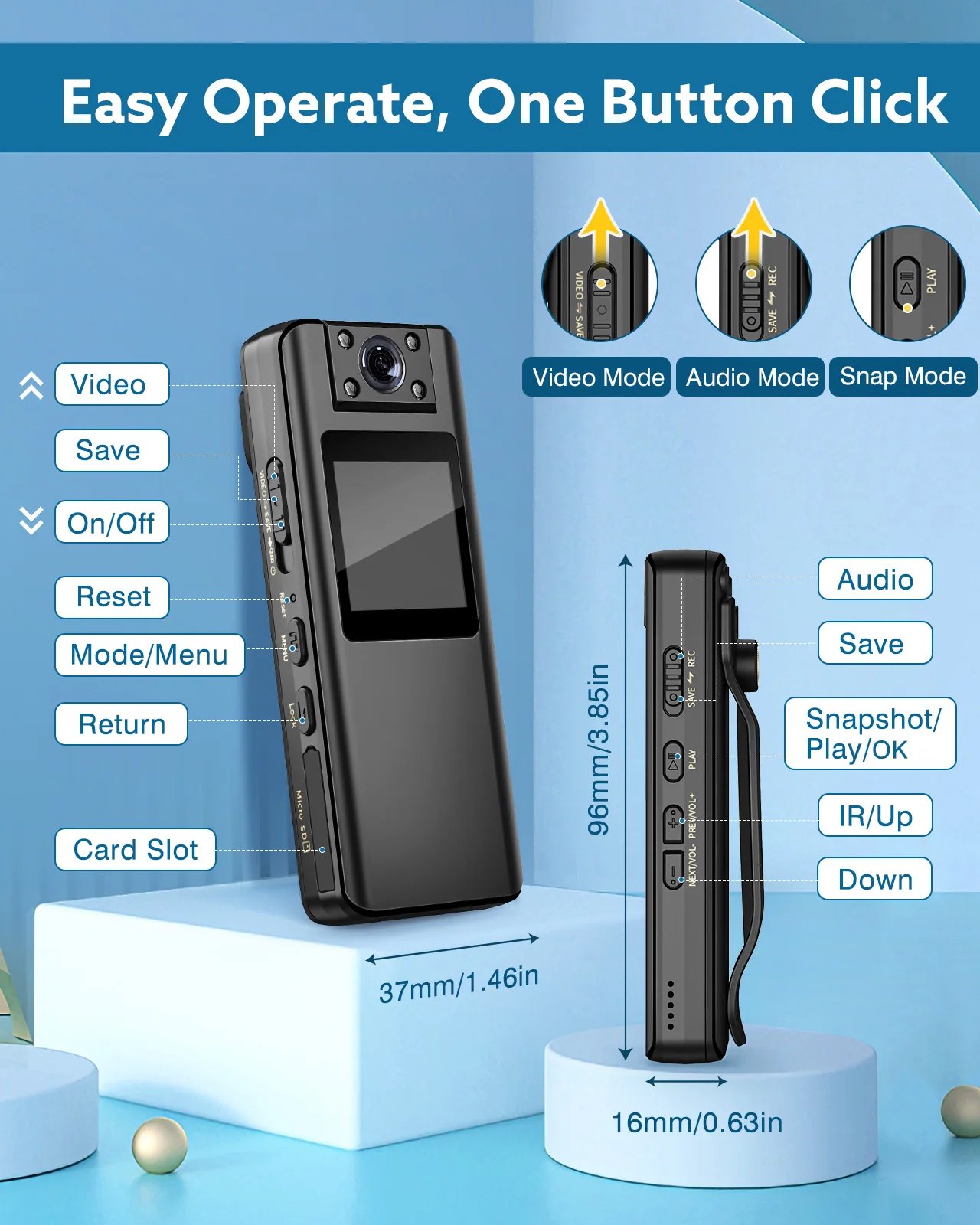 BOBLOV A22 Digital Mini Body Camera 1080P Sports DV HD Screen Magnetic Night Vision Small Camera Nanny Camcorder Police BOBLOV A22 Digital Mini Body Camera 1080P Sports DV HD Screen Magnetic Night Vision Small Camera Nanny Camcorder Police