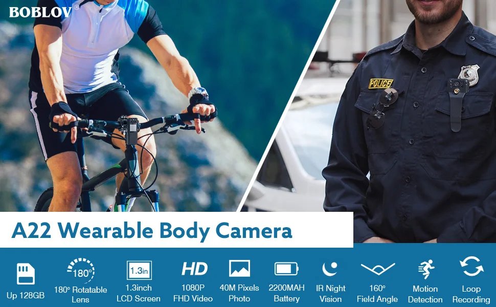 BOBLOV A22 Digital Mini Body Camera 1080P Sports DV HD Screen Magnetic Night Vision Small Camera Nanny Camcorder Police BOBLOV A22 Digital Mini Body Camera 1080P Sports DV HD Screen Magnetic Night Vision Small Camera Nanny Camcorder Police
