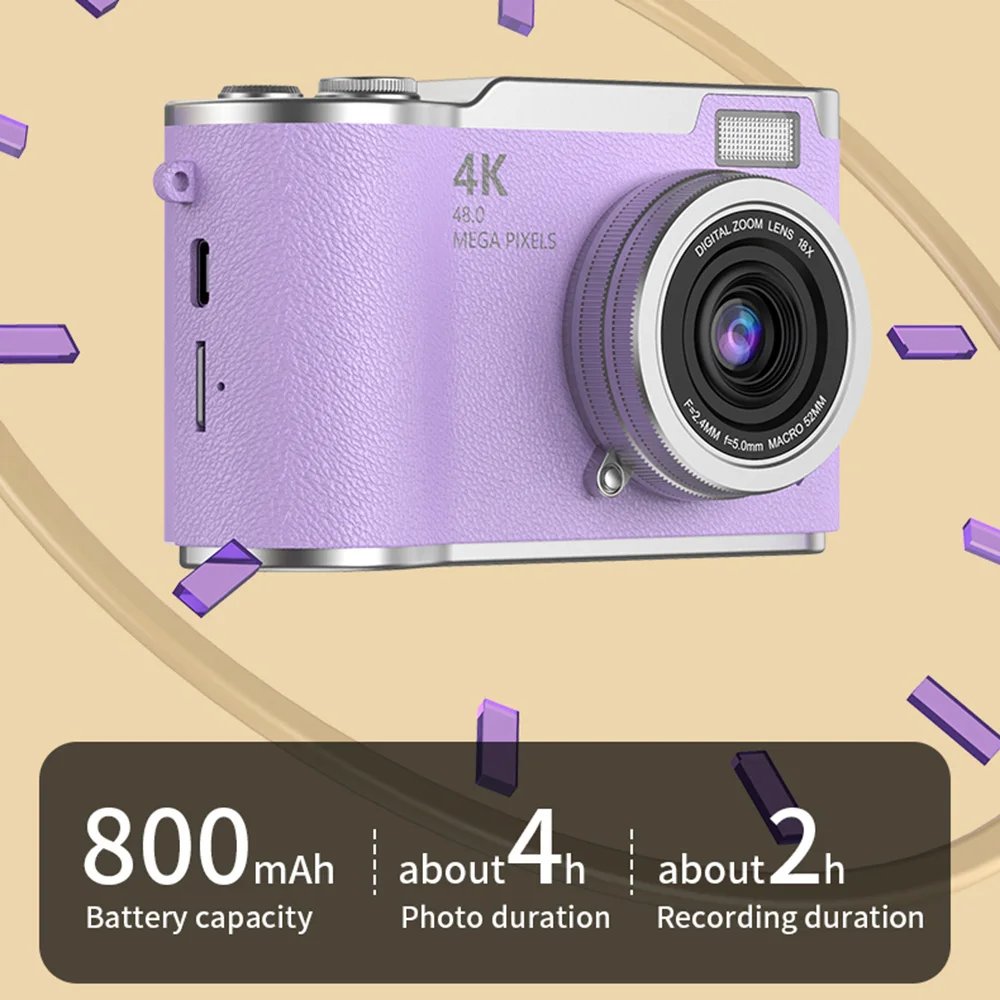 4K Digital Camera CCD 180° Flip Screen Selfie Camera 8X Digital Zoom 48MP Portable Digital Photography Camera with 32G Card 4K Digital Camera CCD 180° Flip Screen Selfie Camera 8X Digital Zoom 48MP Portable Digital Photography Camera with 32G Card
