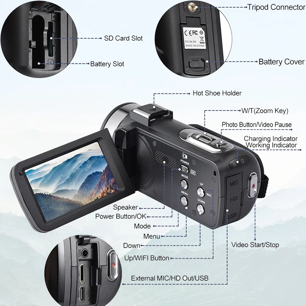 8K Digital Photography Camera 48MP Handheld DV 18X igital Zoom Camera Recorder 3'' LCD Touch Screen Portable Recording Camcorder 8K Digital Photography Camera 48MP Handheld DV 18X igital Zoom Camera Recorder 3'' LCD Touch Screen Portable Recording Camcorder