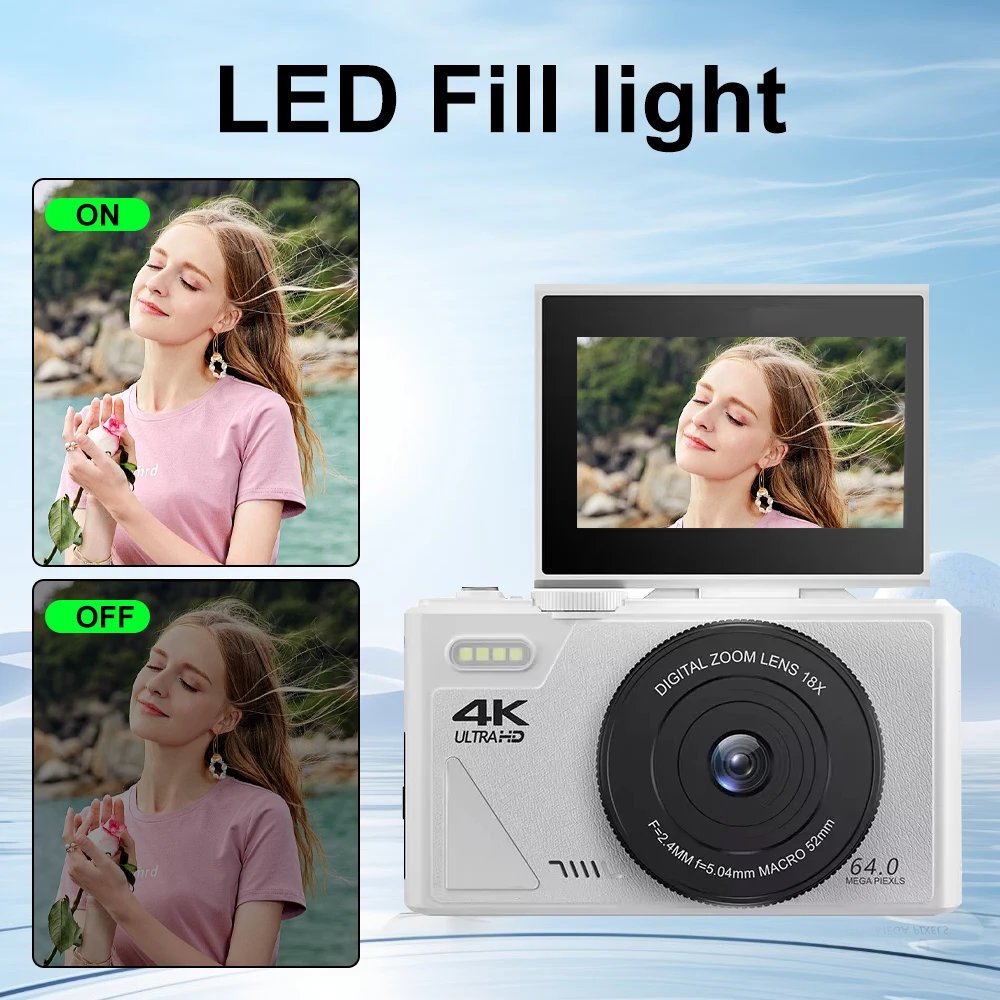 64MP Digital Photography Camera 3.0" Flip Screen WIFI 18X Digital Zoom 4K Vintage Vlog Video Recorder YouTube Webcam Cameras - Image 5